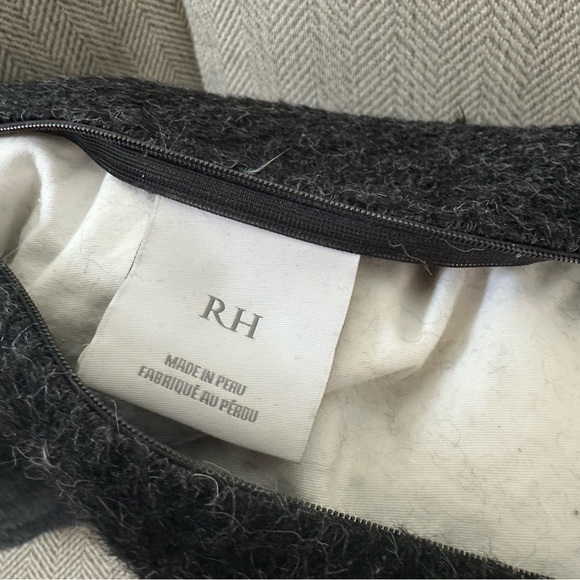 Restoration Hardware wool pillow covers (set of 2) square dark grey/black - Picture 2 of 3